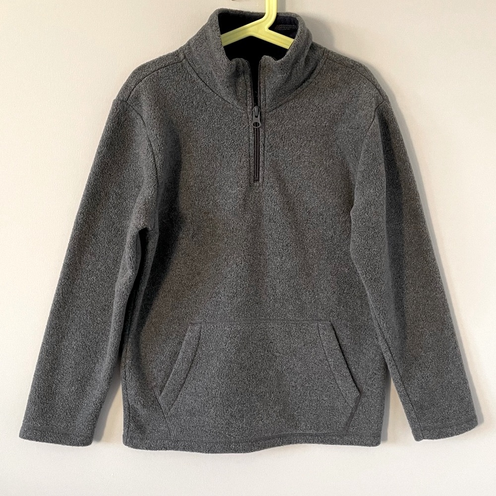 Boys Fleece Half-Zip Pull-Over Sweater - Grey